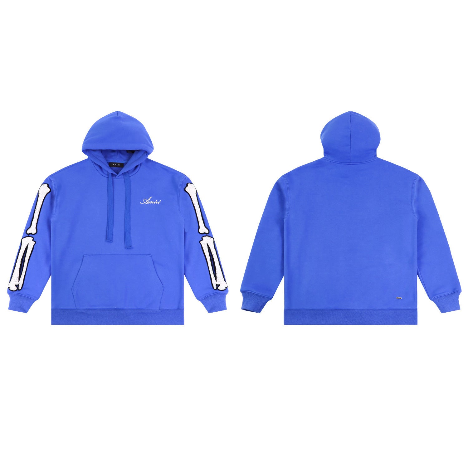 Men's Royal Blue Hoodie with Chenille Skeleton Bone Patches