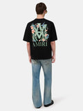 Monogram Floral & Bird Black Tee