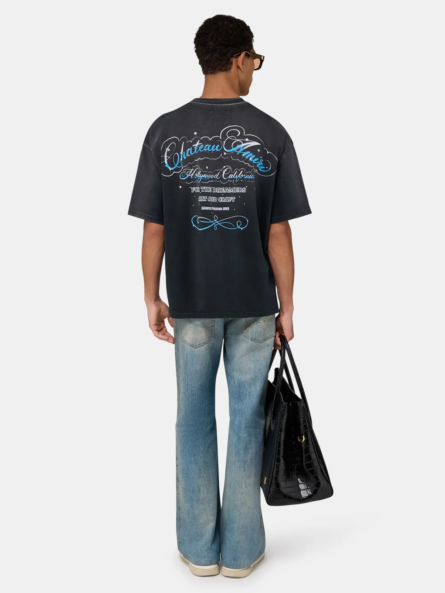 "Chateau Amiri" Airbrush Cloud Black Tee