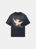 Vintage Faded Charcoal Peace Dove Script Heavyweight Tee