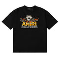 Printed black short-sleeved T-shirt