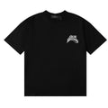 Printed black short-sleeved T-shirt