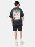 Vintage Faded Charcoal Baroque Frame Print Heavyweight Tee