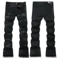 Men's Luxury Heavy Threaded Grunge Denim with Tone-on-Tone Ripped Motifs