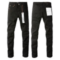 Luxury All-Black Denim Trousers with 3D Resin Crinkles & Stacking