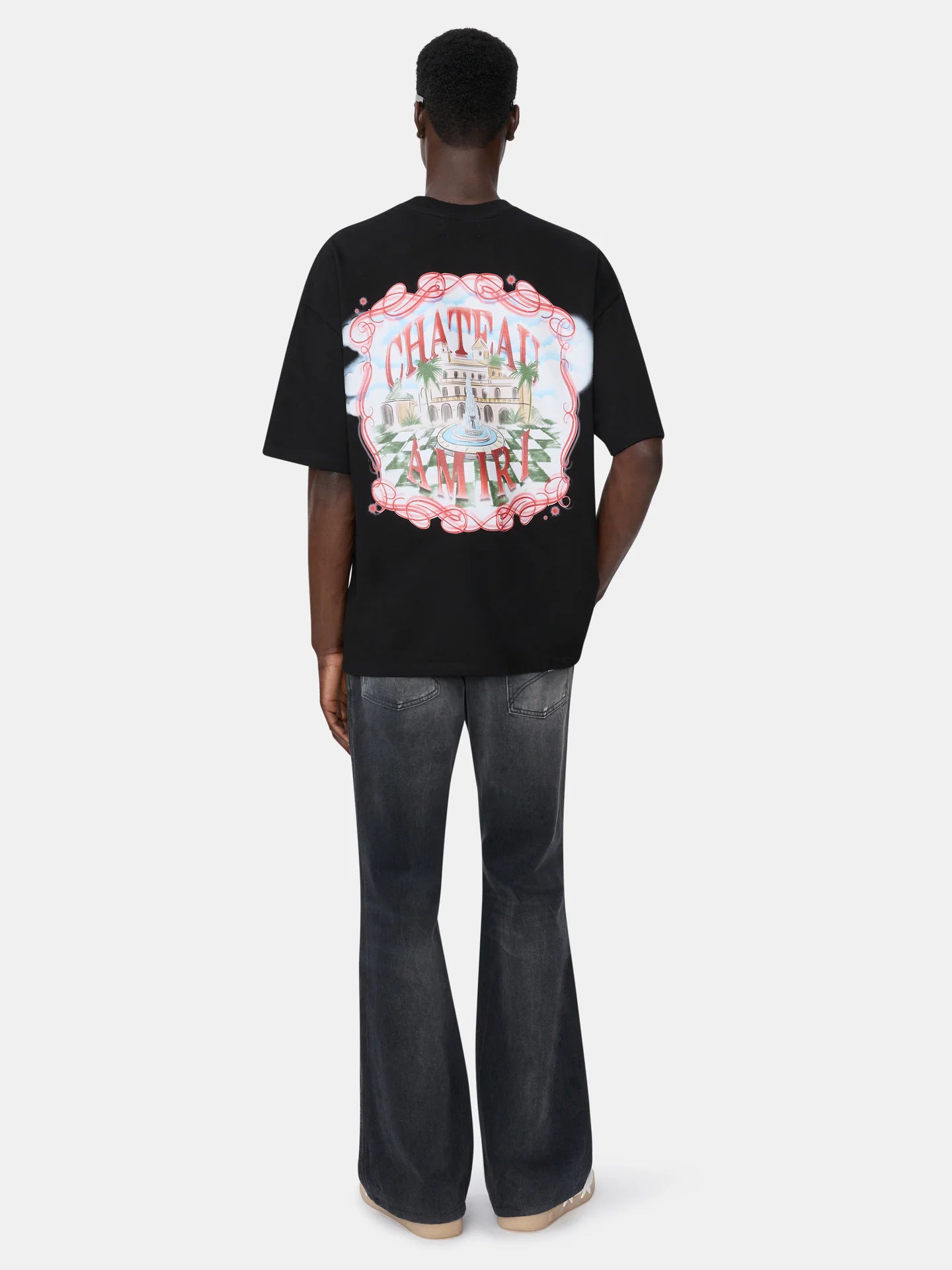 Men's Luxury Black Baroque Estate Mansion Print Heavyweight Tee
