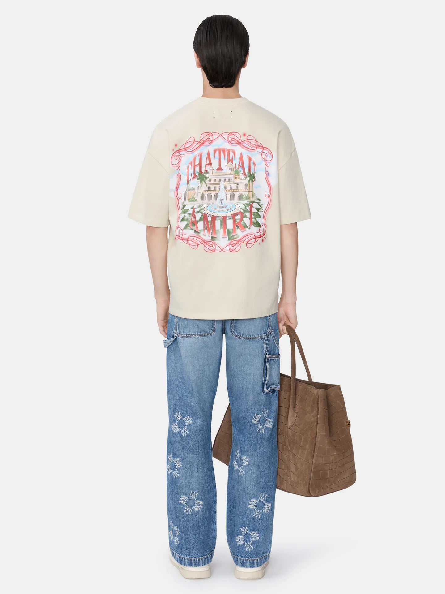 Men's Luxury Off-White Baroque Estate Mansion Print Heavyweight T-Shirt