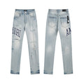 Men's Luxury Light Blue Denim with Dark Blue Paisley Varsity Lettering