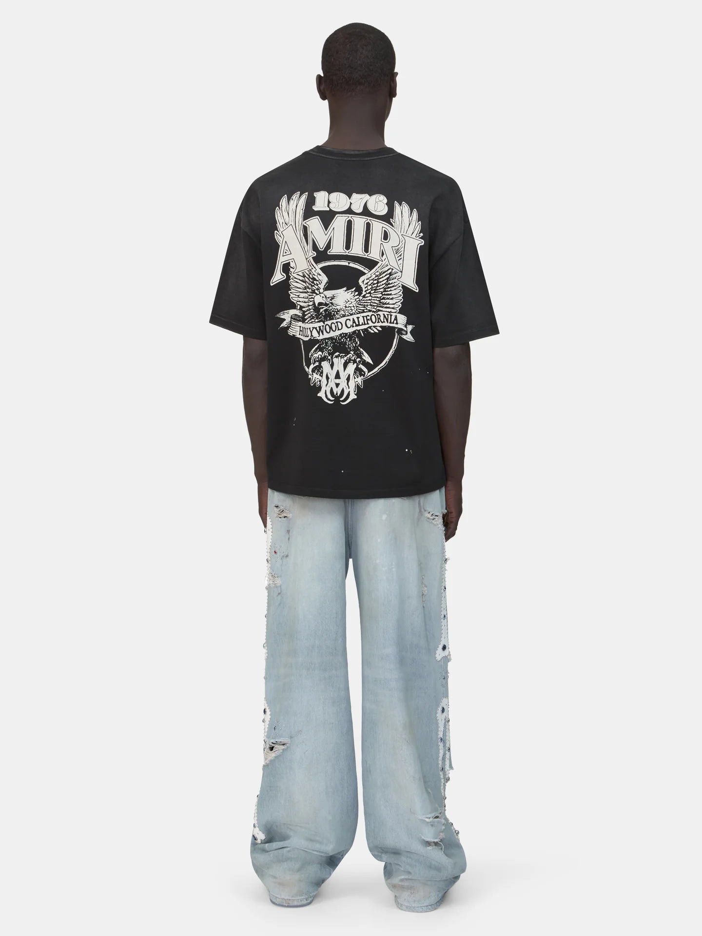 Men's Luxury Charcoal Grey "Hollywood" Distressed Heavyweight Tee