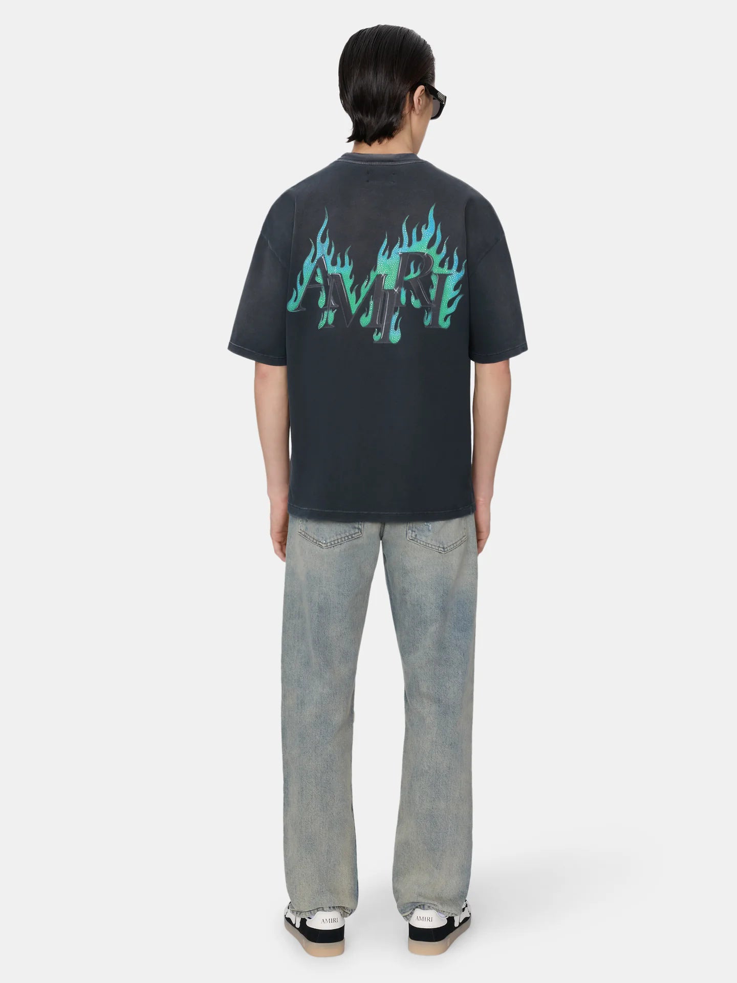 Men's Luxury Charcoal Grey Neon Green Fire Heavyweight Tee