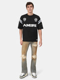 Men's Luxury Blockcore Racing Stripe "AMIRI" Logo Tee