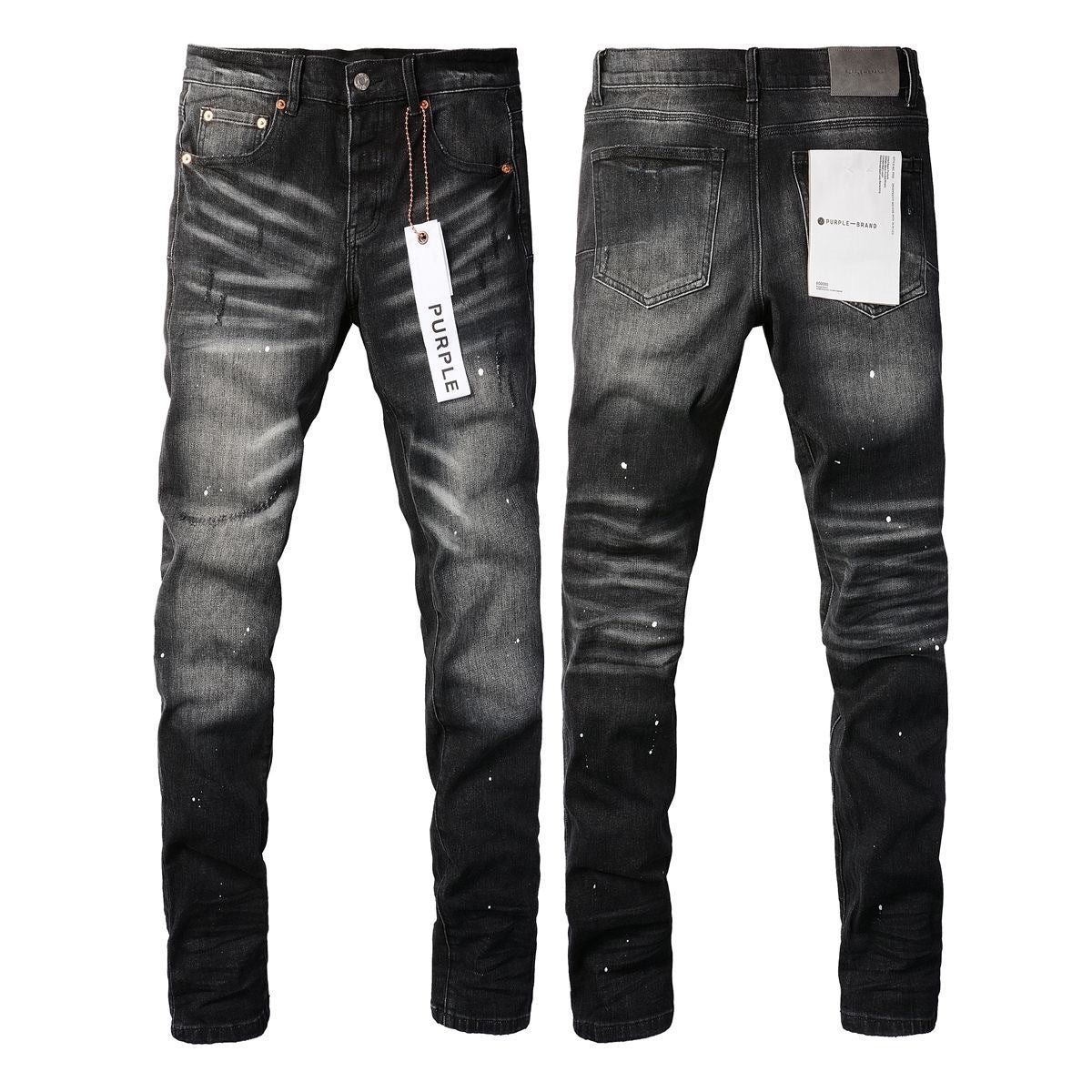 Luxury Non-Distressed Black Denim with Sharp 3D Whiskers & Marble Sandblasting