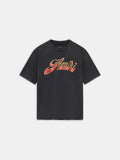 Men's Luxury Charcoal Grey Distressed Collar "Amiri" Glitter Tee
