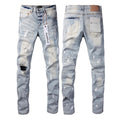 Luxury Light Indigo Denim with Single Ripped Knee & Radical 3D Whiskers