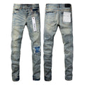 Luxury Charcoal Punk Denim with Orange & White Paint Splatters
