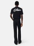 Men's Luxury Jet Black Heavyweight Galactic Starburst Cursive Tee