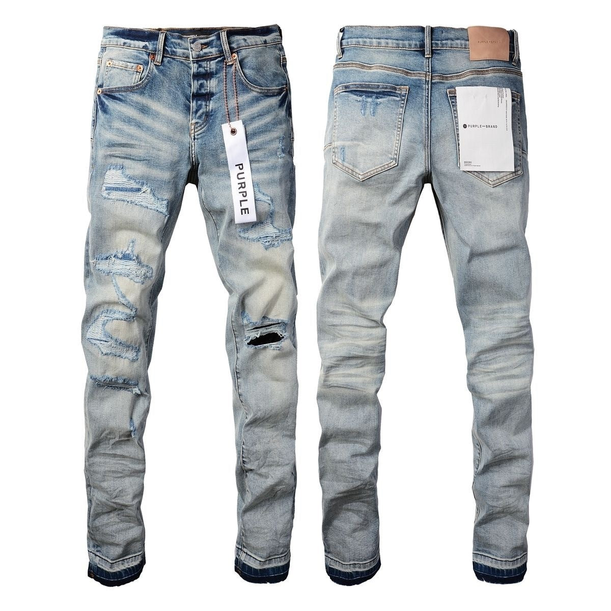 Luxury Abstract Artist Studio Denim with Yellow, Blue & Orange Paint Whiskers