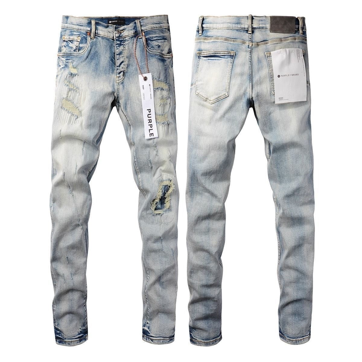 Luxury Abstract Marble Denim with Intense All-Over 3D Resin Crinkles