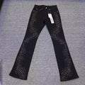 Luxury Pitch-Black Bootcut Denim with Crystal Starry Streamer Pattern