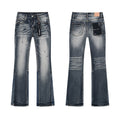 Cyber-Grunge Slim Bootcut Denim with Heavy 3D Honeycombs & Side Panels