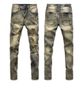 Luxury Wasteland Heavy Destroyed Denim with Etched Stars & Tan Underlay Patch