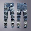 Luxury High-Street Half-Bleached Charcoal Denim with Red Patent MIRI Lettering