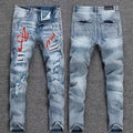 Luxury West-Coast Indigo Denim with Cursive Script AMIRI Logo Applique