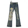 Luxury High-Street Bleached Distressed Denim Covered in Starry Crystal Diamond Studs