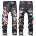 Luxury Rockstar Distressed Bootcut Denim with 3D Embroided Skeleton Bones