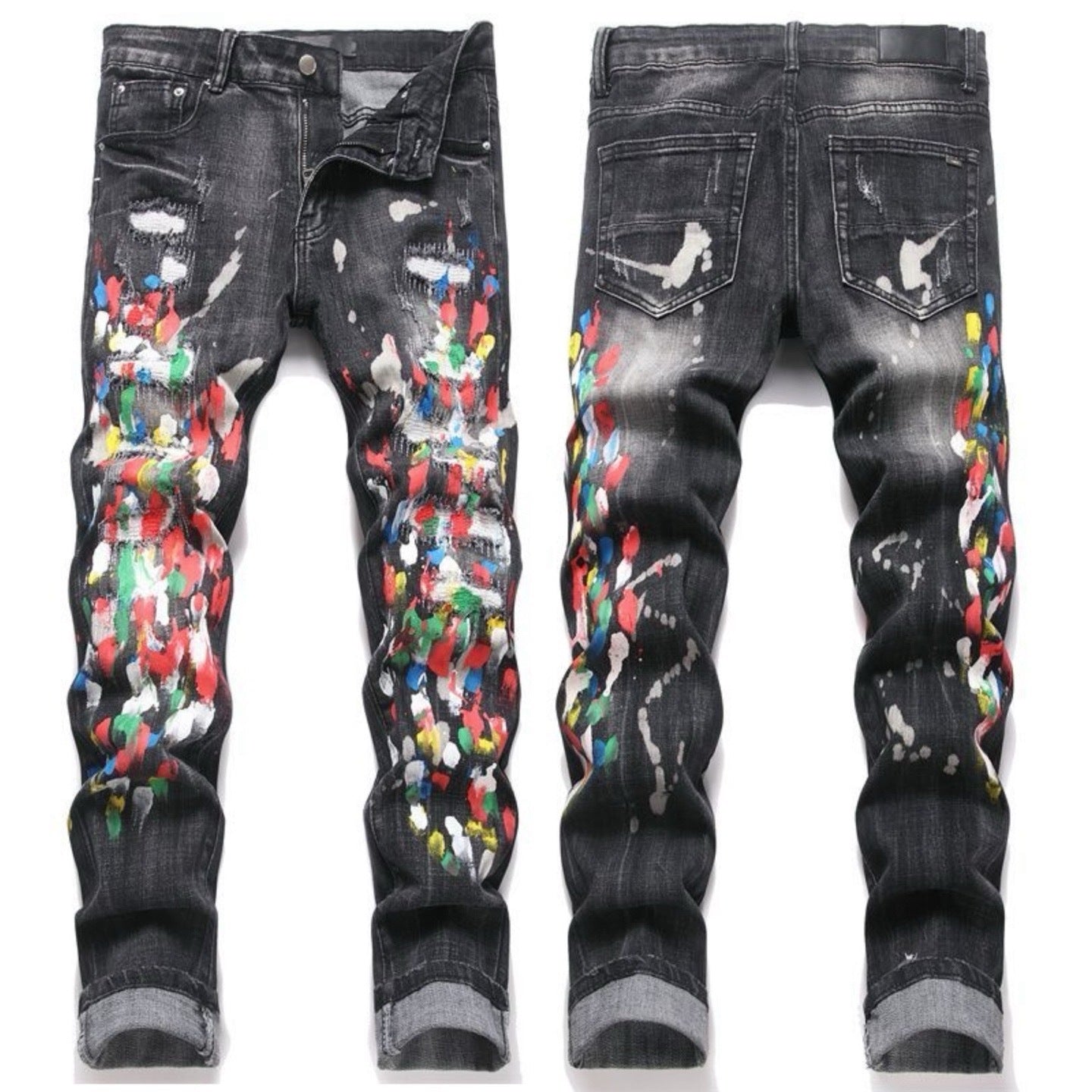 Luxury Rockstar Distressed Bootcut Denim with 3D Embroided Skeleton Bones