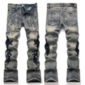 Luxury Rockstar Bootcut Denim with Heavy Metal Studded Gothic Wings Embroidery